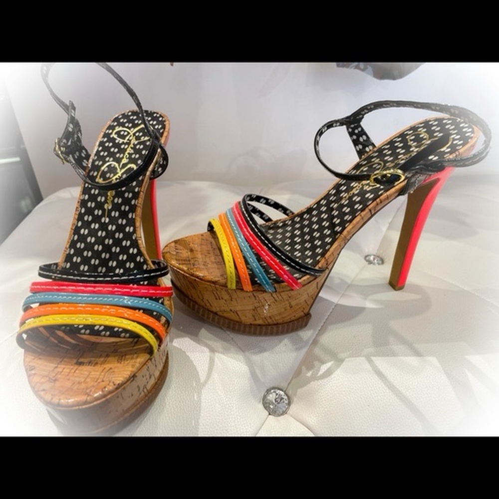 Jessica Simpson neon rainbow playful sandal